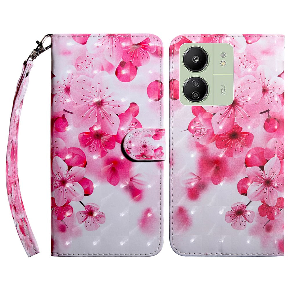 For Xiaomi Redmi 13C 4G / 13C 5G / Poco C65 4G / Poco M6 5G / 13R 5G Magnetic Phone Case 3D Pattern Printing Wallet Cover