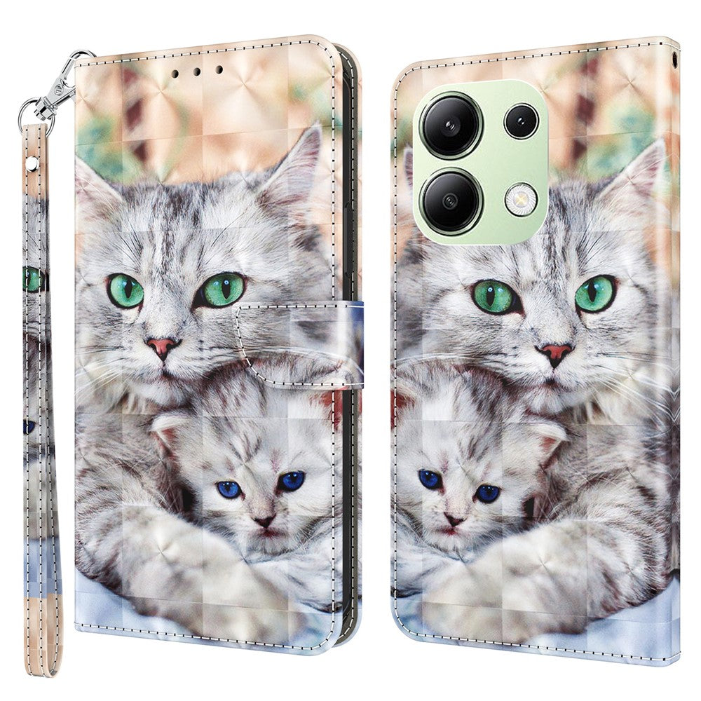 For Xiaomi Redmi Note 13 4G Leather Case 3D Pattern Printing Phone Wallet Cover