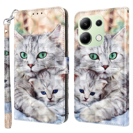 Xiaomi Redmi Note 13 4G Handyhülle – Lederhülle mit 3D-Musterdruck