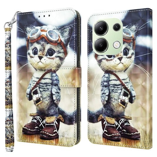 Xiaomi Redmi Note 13 4G Handyhülle – Lederhülle mit 3D-Musterdruck