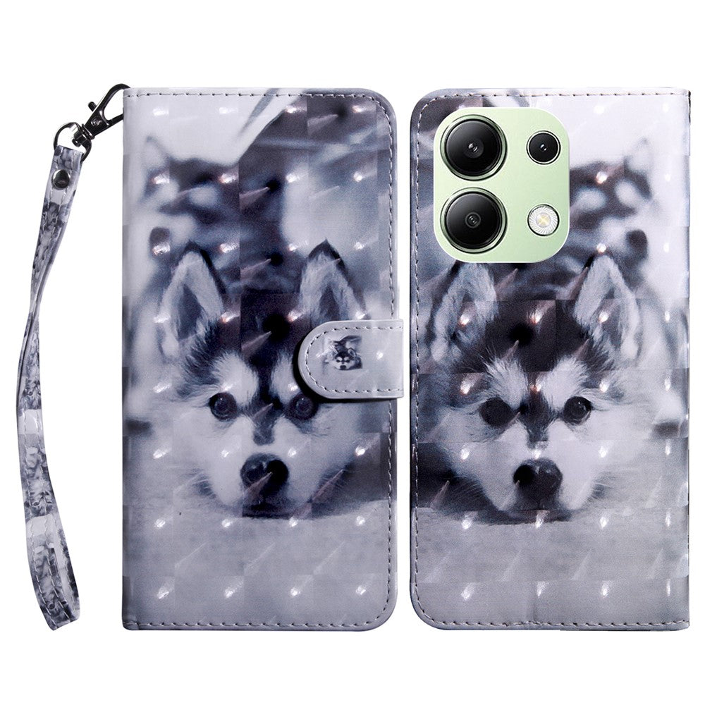 For Xiaomi Redmi Note 13 4G Leather Case 3D Pattern Printing Phone Wallet Cover