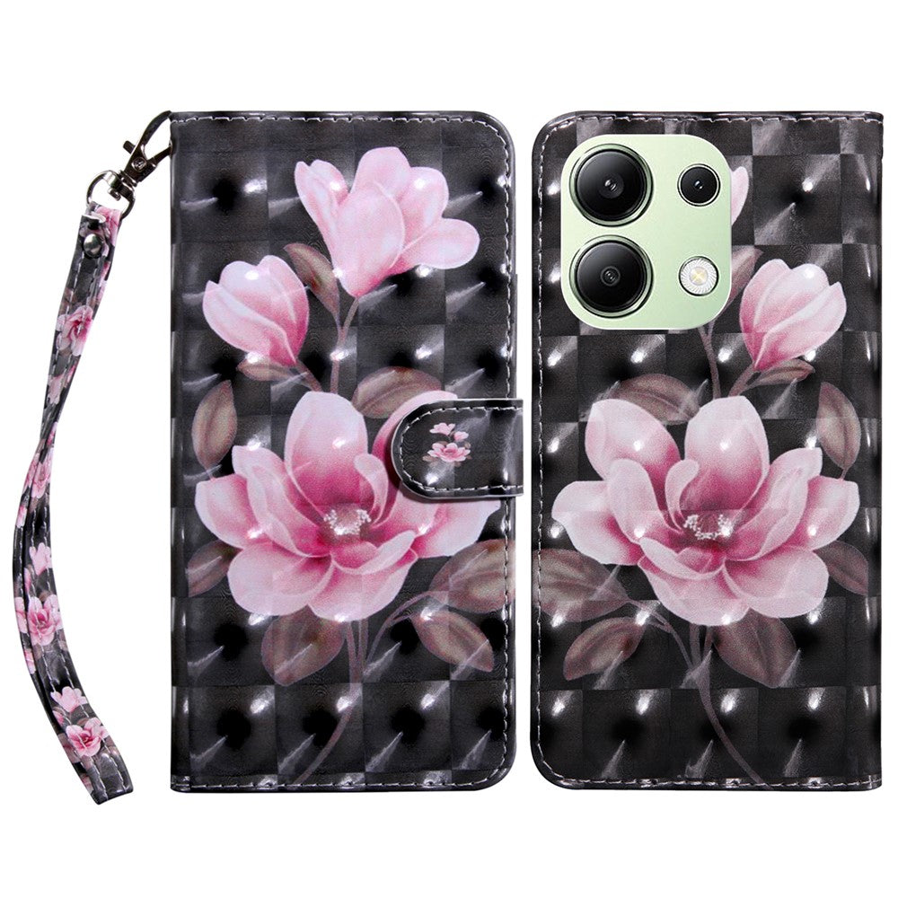 For Xiaomi Redmi Note 13 4G Leather Case 3D Pattern Printing Phone Wallet Cover