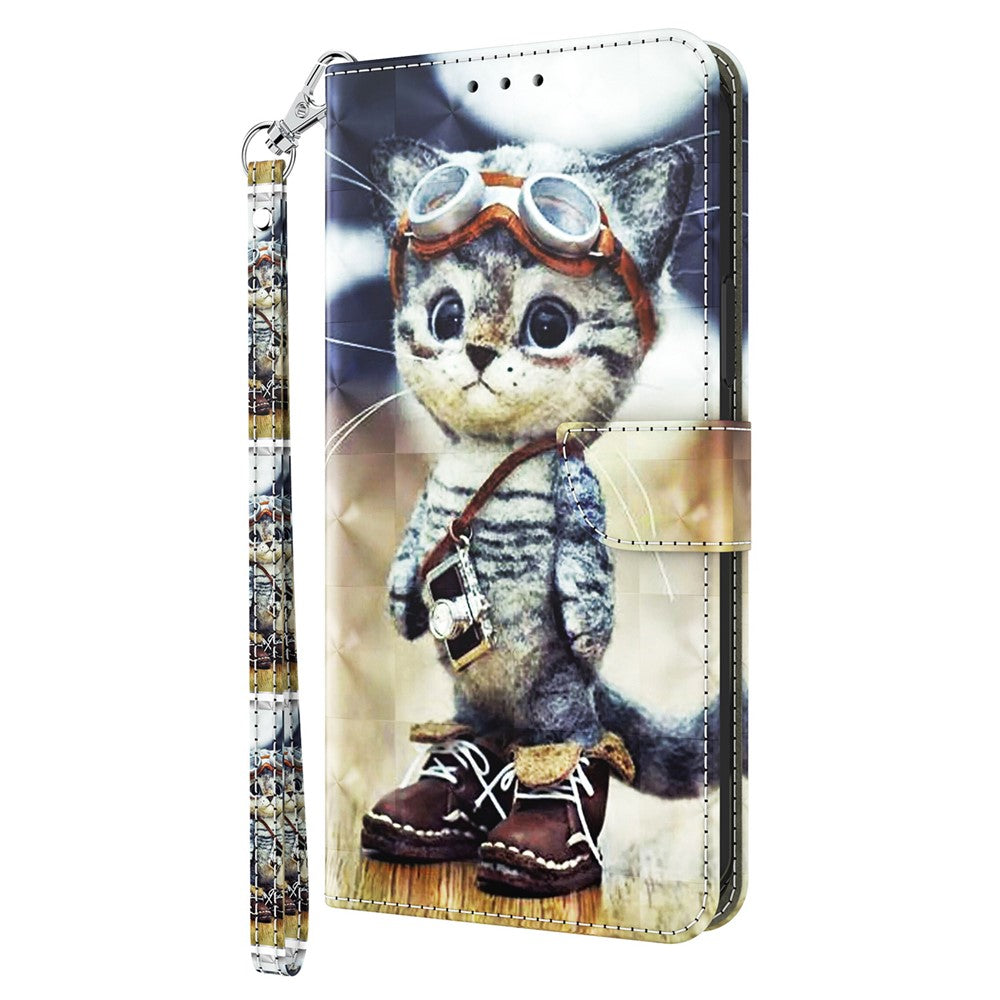 For Xiaomi Redmi Note 13 Pro+ 5G Leather Case 3D Pattern Printing Phone Cover with Hand Strap