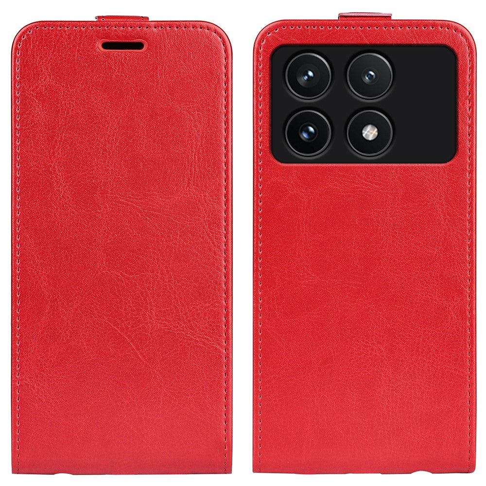For Xiaomi Poco F6 Pro 5G / Redmi K70 5G / K70 Pro 5G Leather Cover Vertical Flip Crazy Horse Texture Phone Case