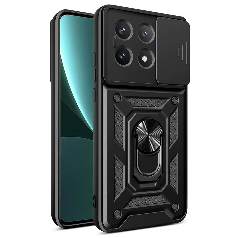 For Xiaomi Poco X6 Pro 5G / Redmi K70E 5G Case PC+TPU Anti-drop Phone Cover with Slide Lens Window