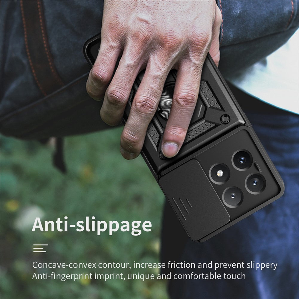 For Xiaomi Poco X6 Pro 5G / Redmi K70E 5G Case PC+TPU Anti-drop Phone Cover with Slide Lens Window