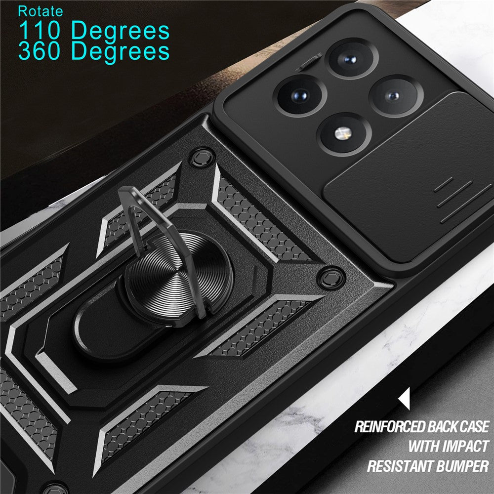 For Xiaomi Poco X6 Pro 5G / Redmi K70E 5G Case PC+TPU Anti-drop Phone Cover with Slide Lens Window