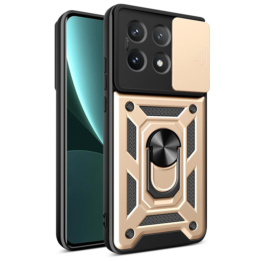 For Xiaomi Poco X6 Pro 5G / Redmi K70E 5G Case PC+TPU Anti-drop Phone Cover with Slide Lens Window