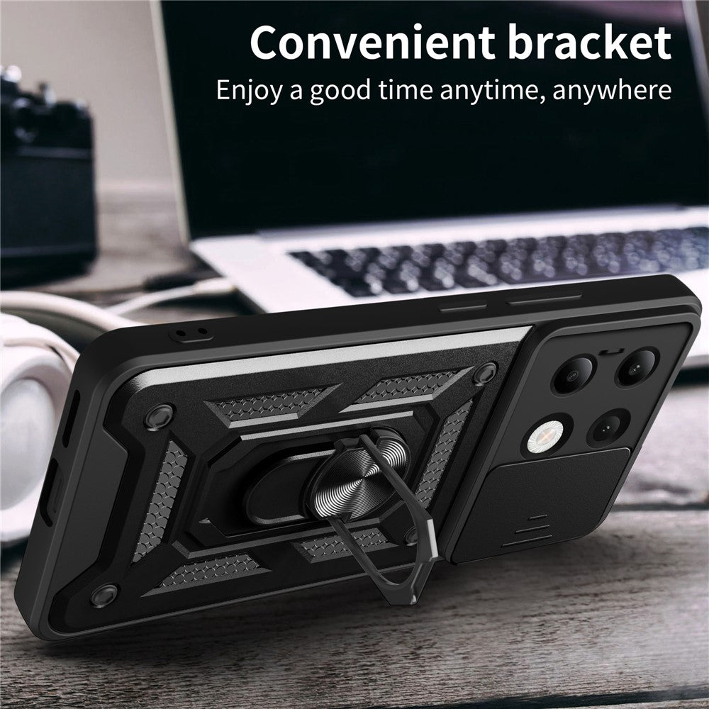 For Xiaomi Redmi Note 13 4G Case Scratch-resistant PC+TPU Kickstand Phone Shell