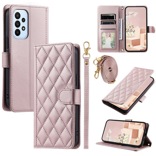 Galaxy A52 4G/5G / A52s 5G Wallet-Hülle – Rautenmuster mit Geldbörsenfunktion & Riemen