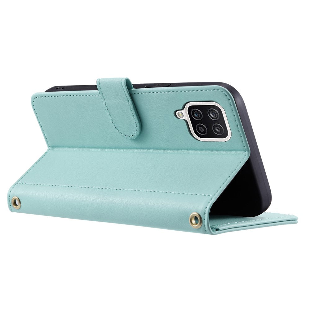 Galaxy A12 Wallet-Hülle – Rautenmuster mit Geldbörsenfunktion & Riemen