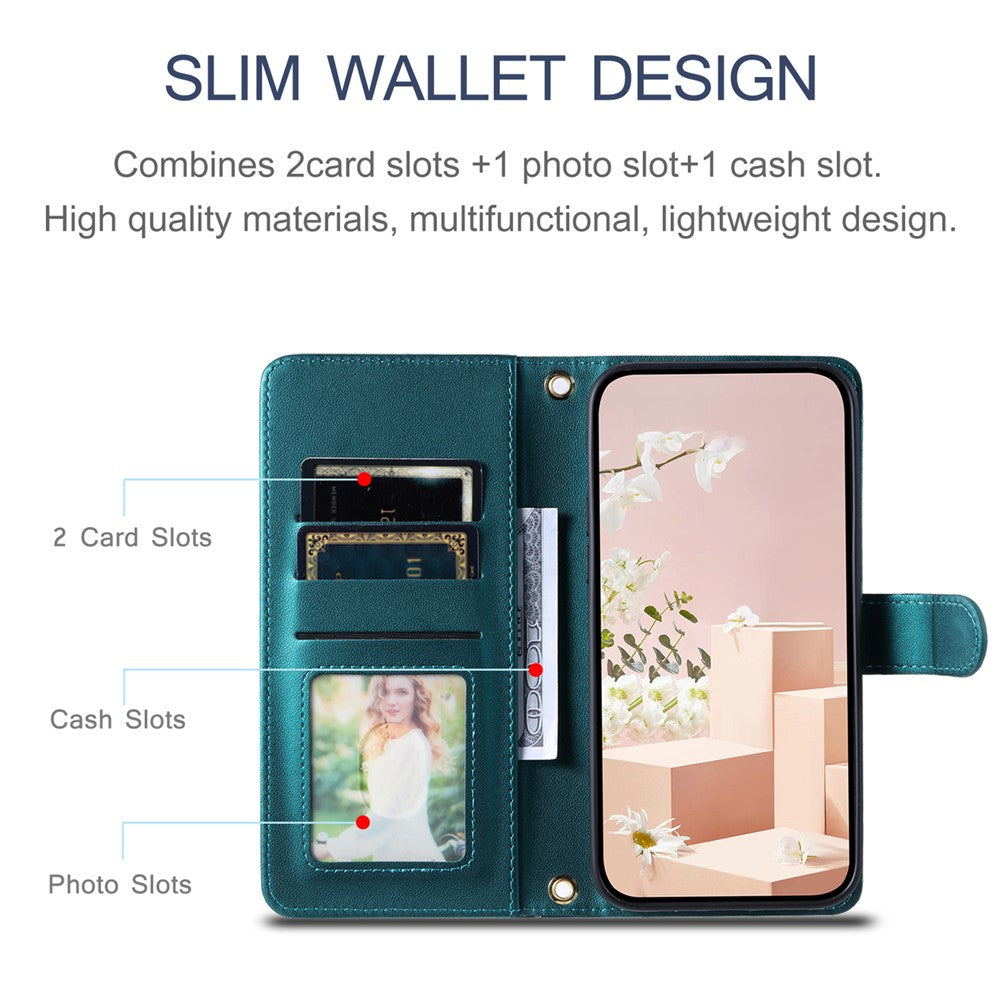 Galaxy A73 5G Wallet-Hülle – Rautenmuster mit Geldbörsenfunktion & Riemen