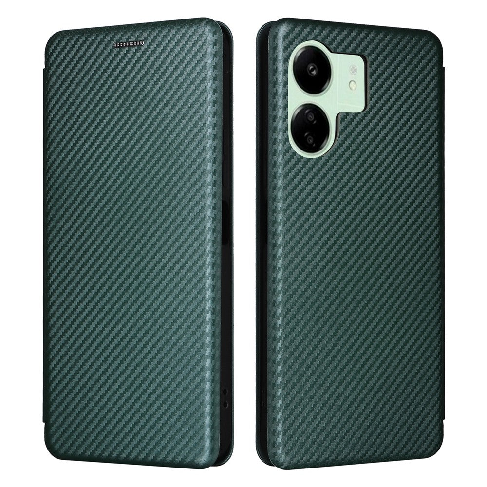 For Xiaomi Redmi 13C 5G / 13R 5G / Poco M6 5G Case PU Leather Carbon Fiber Texture Phone Cover