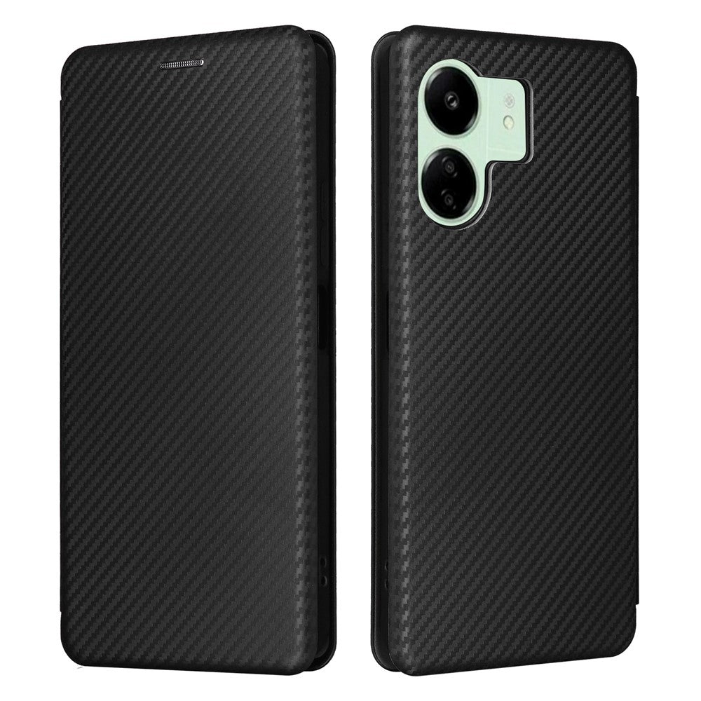 For Xiaomi Redmi 13C 5G / 13R 5G / Poco M6 5G Case PU Leather Carbon Fiber Texture Phone Cover