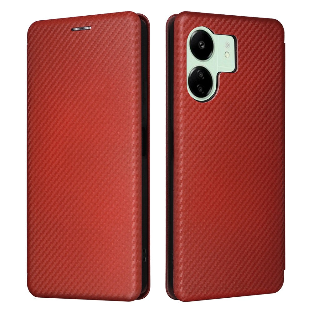 For Xiaomi Redmi 13C 5G / 13R 5G / Poco M6 5G Case PU Leather Carbon Fiber Texture Phone Cover