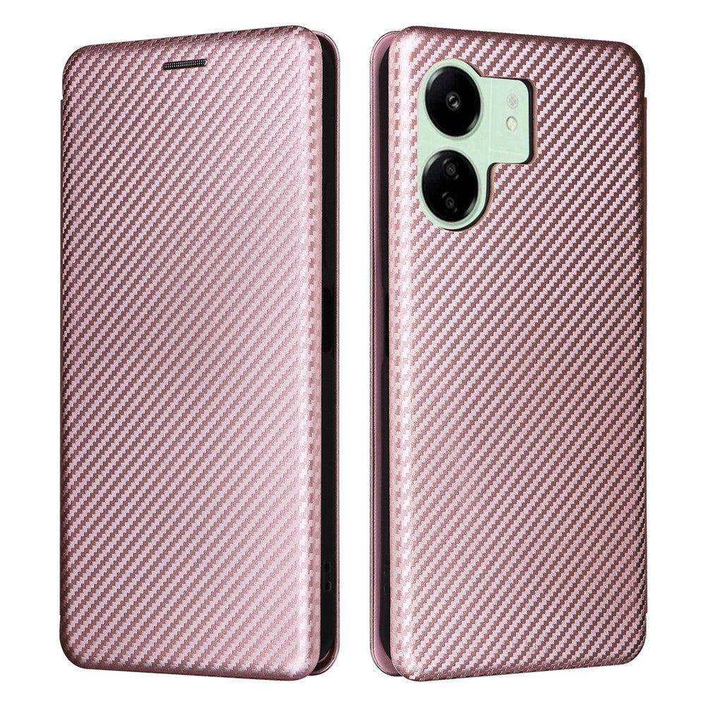 For Xiaomi Redmi 13C 5G / 13R 5G / Poco M6 5G Case PU Leather Carbon Fiber Texture Phone Cover