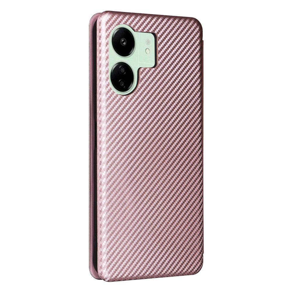 For Xiaomi Redmi 13C 5G / 13R 5G / Poco M6 5G Case PU Leather Carbon Fiber Texture Phone Cover