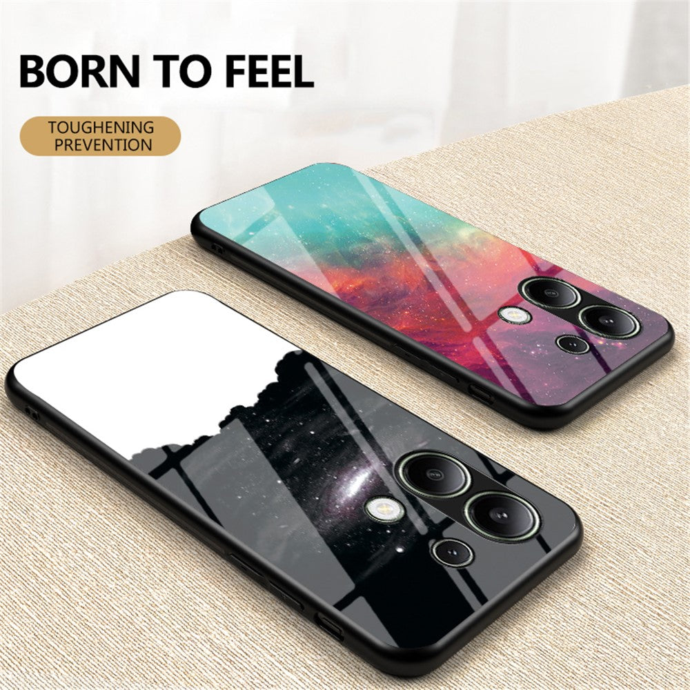For Xiaomi Redmi Note 13 4G Case Starry Sky Pattern Printing Tempered Glass Phone Cover