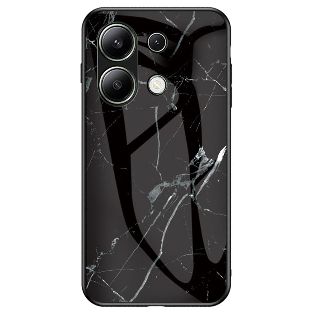 For Xiaomi Redmi Note 13 4G Anti-Drop Phone Cover Tempered Glass Case Marble Pattern Phone Shell