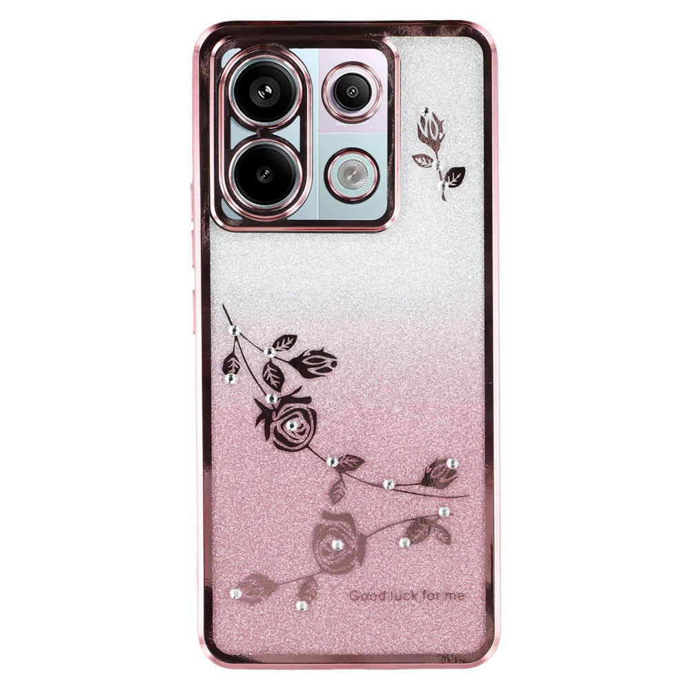 KADEM For Xiaomi Redmi Note 13 Pro 5G / Poco X6 5G Case Rhinestone Flower Ring Kickstand TPU Phone Cover