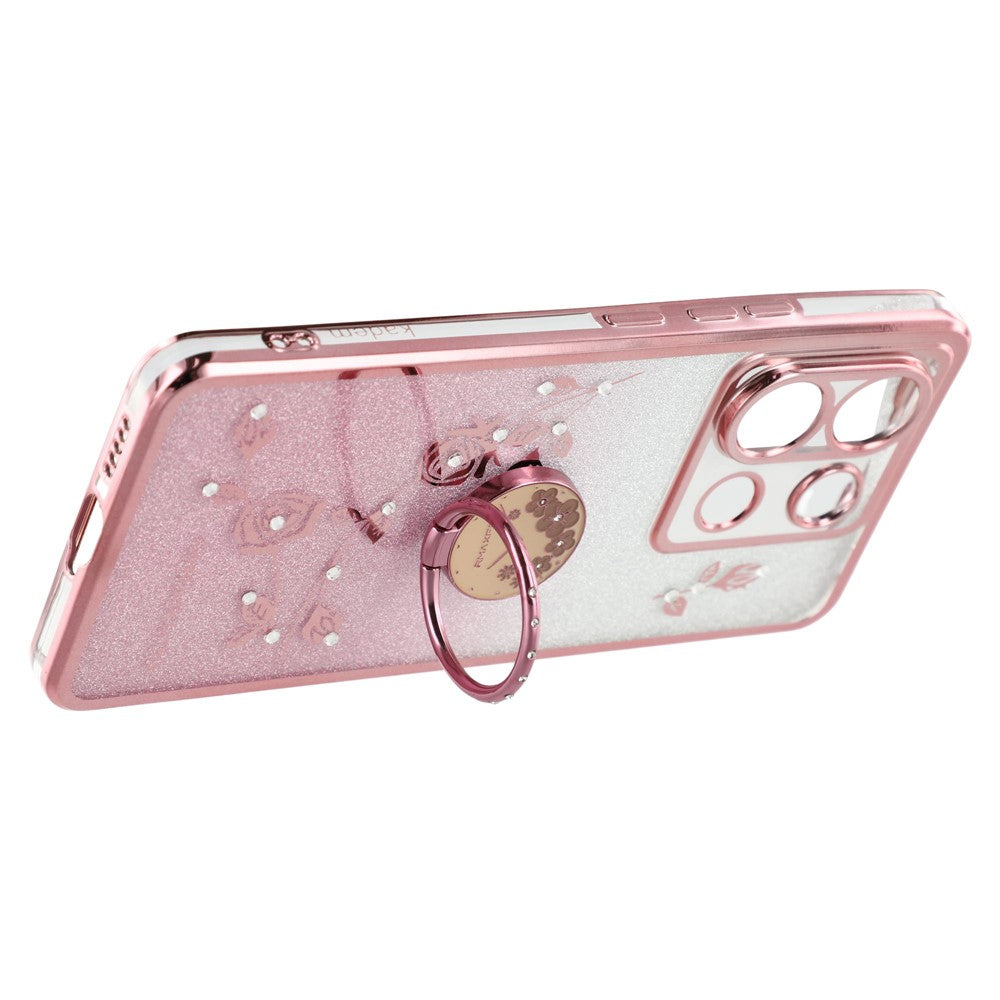 KADEM For Xiaomi Redmi Note 13 Pro 5G / Poco X6 5G Case Rhinestone Flower Ring Kickstand TPU Phone Cover