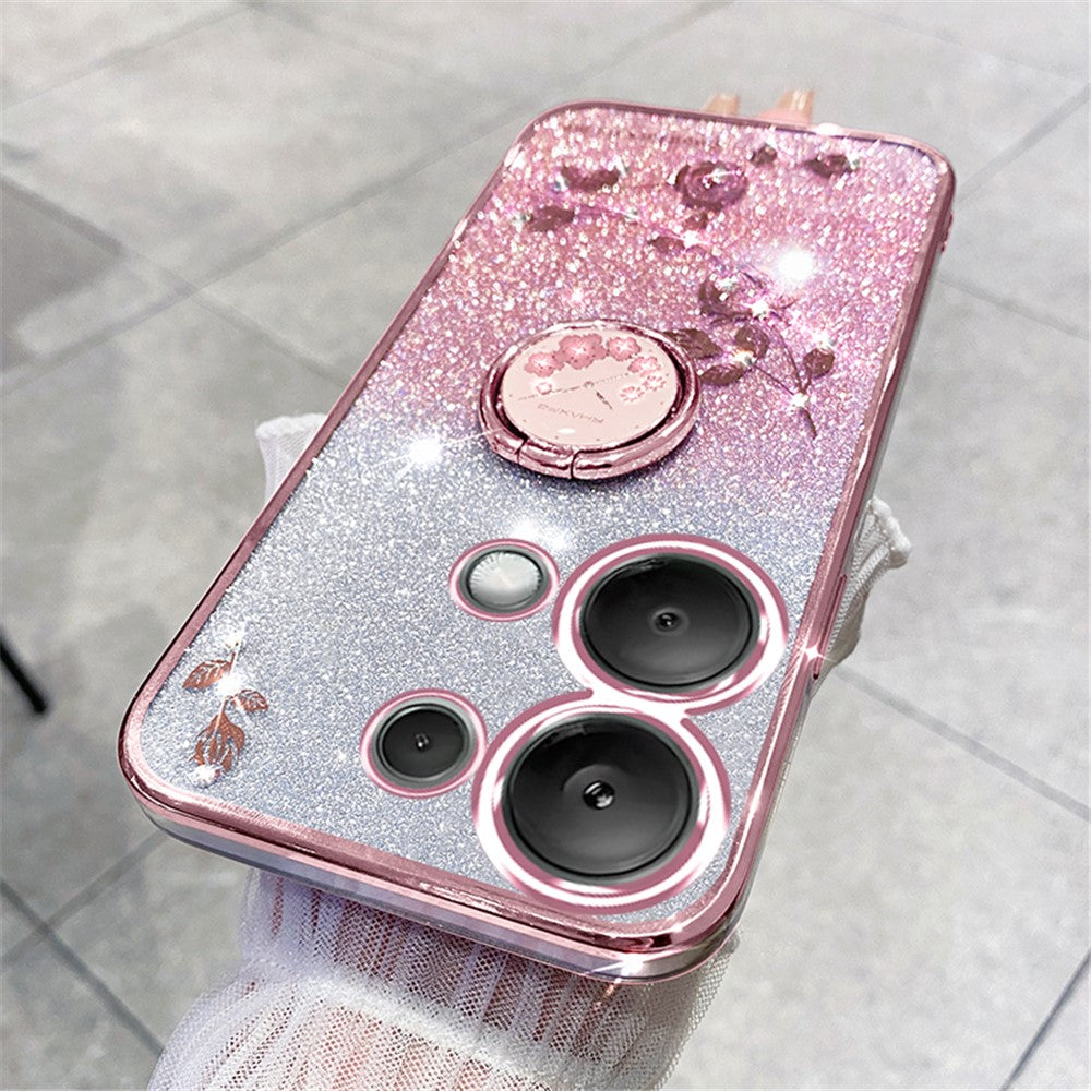 KADEM For Xiaomi Redmi Note 13 5G Cell Phone Case Glitter TPU Cover with Ring Kickstand