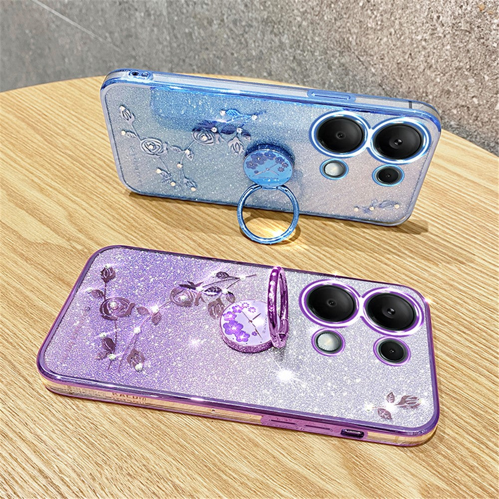 KADEM For Xiaomi Redmi Note 13 5G Cell Phone Case Glitter TPU Cover with Ring Kickstand