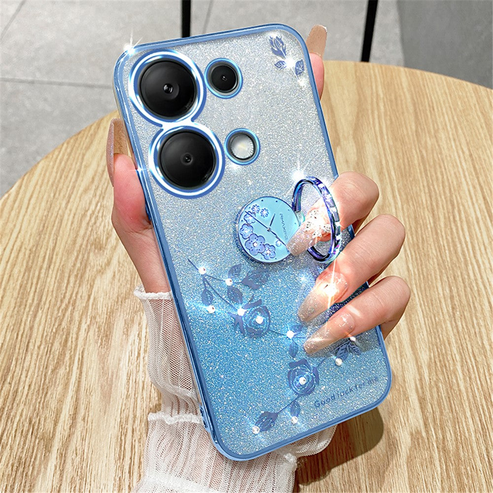 KADEM For Xiaomi Redmi Note 13 5G Cell Phone Case Glitter TPU Cover with Ring Kickstand
