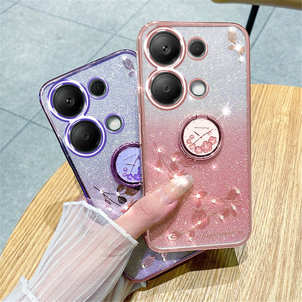 KADEM For Xiaomi Redmi Note 13 5G Cell Phone Case Glitter TPU Cover with Ring Kickstand