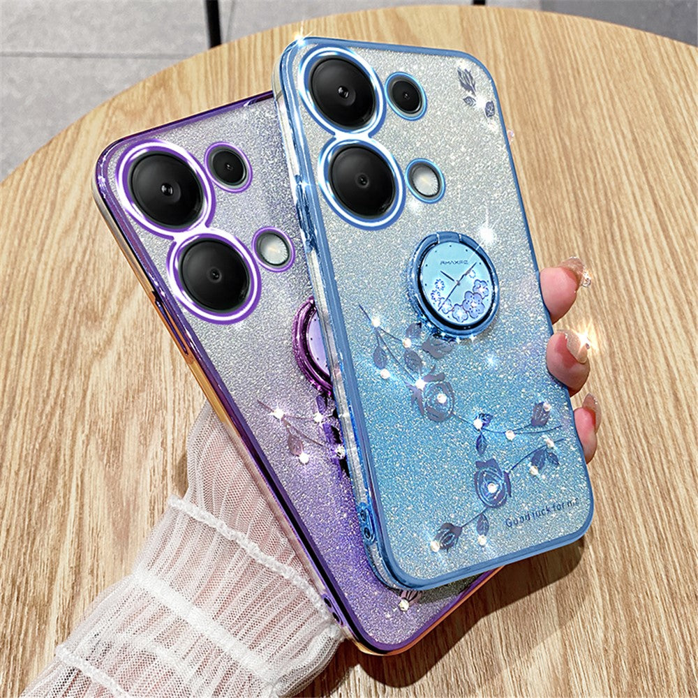 KADEM For Xiaomi Redmi Note 13 5G Cell Phone Case Glitter TPU Cover with Ring Kickstand