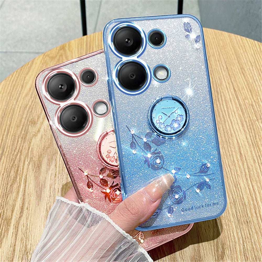 KADEM For Xiaomi Redmi Note 13 5G Cell Phone Case Glitter TPU Cover with Ring Kickstand