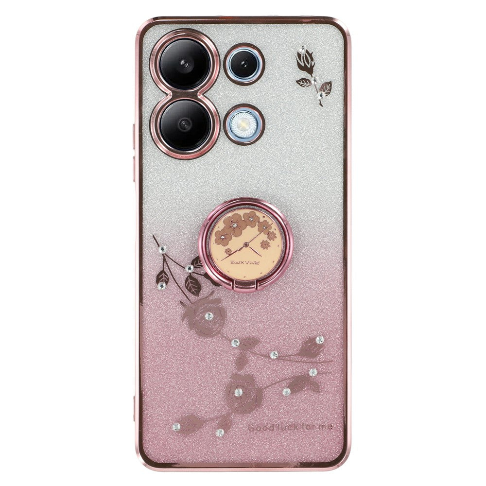 KADEM For Xiaomi Redmi Note 13 4G Cell Phone Case Glitter Gradient Ring Kickstand TPU Cover