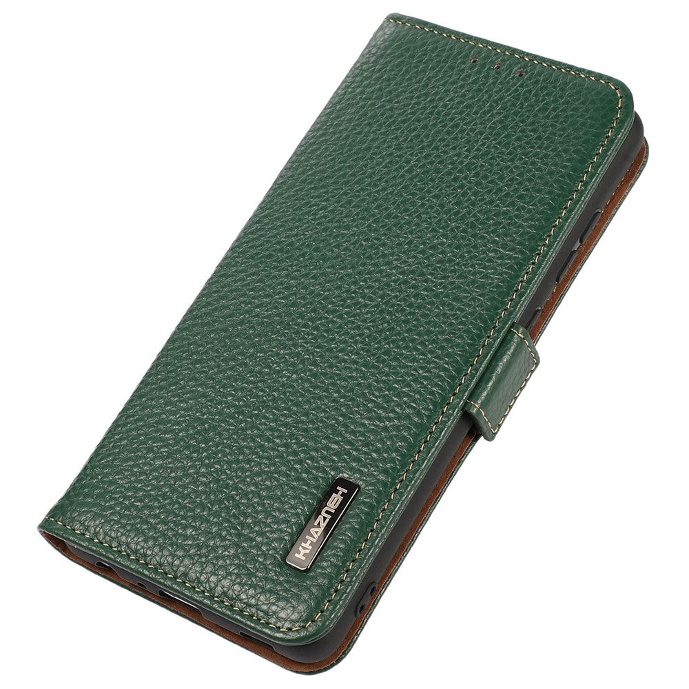 KHAZNEH For Xiaomi Redmi Note 13 Pro 4G / Poco M6 Pro 4G Wallet Case RFID Blocking Genuine Cow Leather Phone Cover