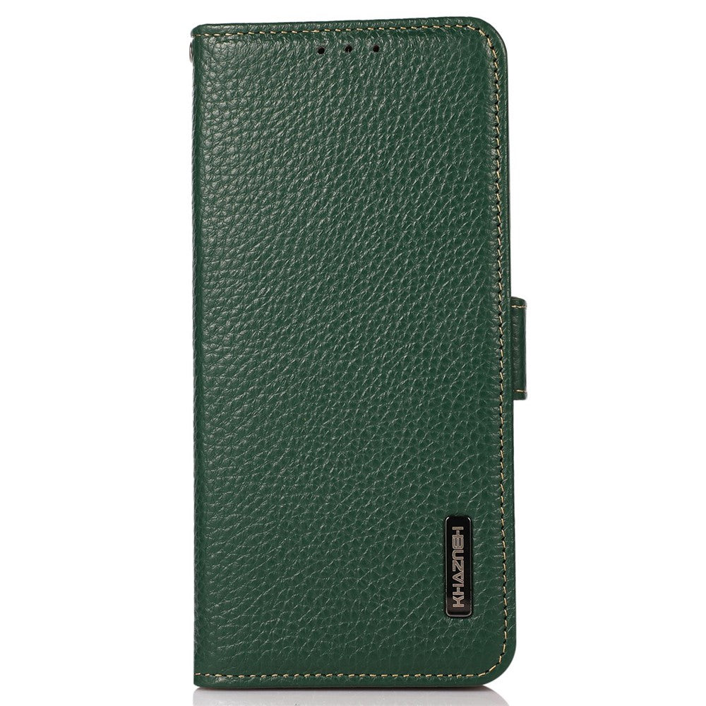 KHAZNEH For Xiaomi Redmi Note 13 Pro 4G / Poco M6 Pro 4G Wallet Case RFID Blocking Genuine Cow Leather Phone Cover