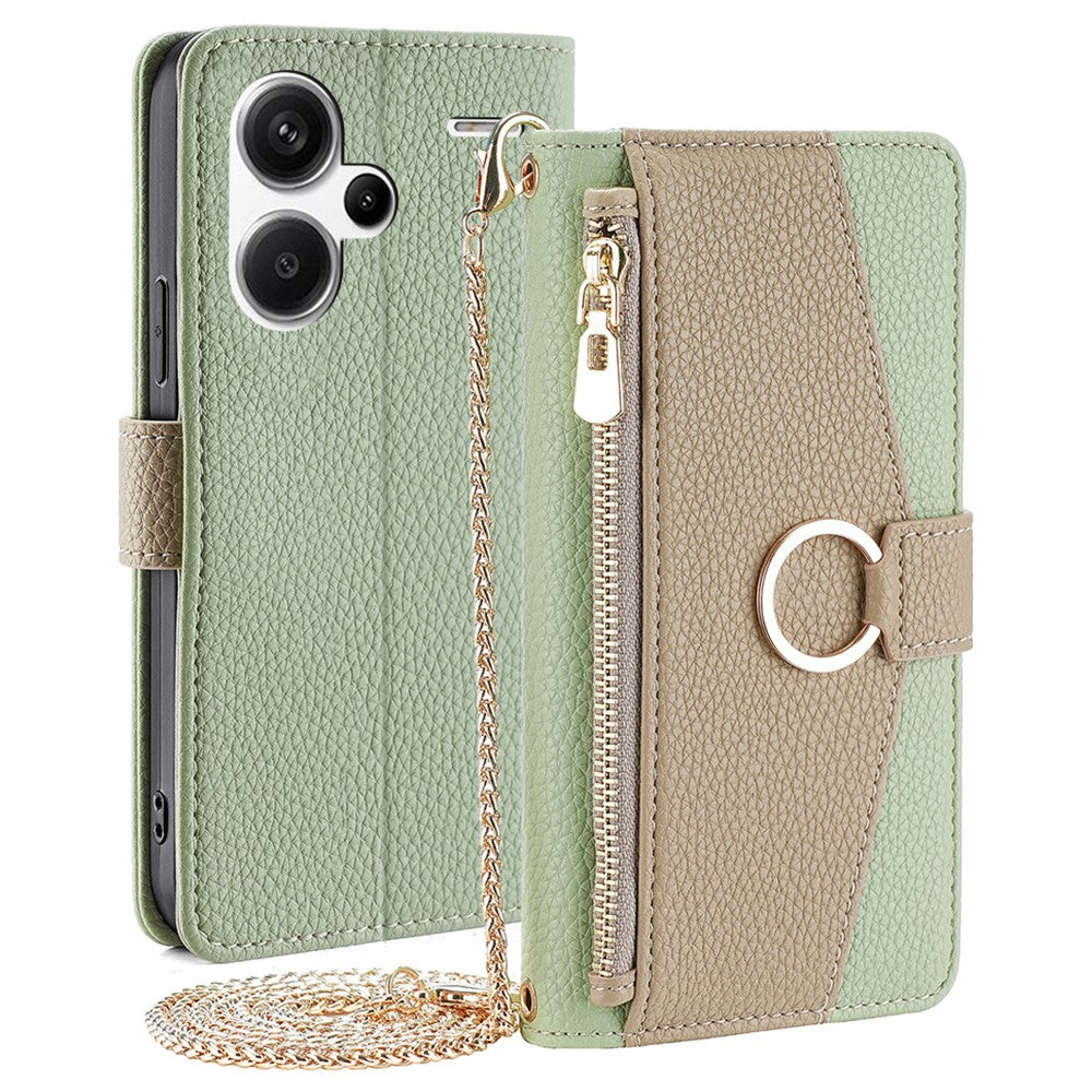 For Xiaomi Redmi Note 13 Pro+ 5G Crossbody Case Zipper Pocket Phone Cover with Makeup Mirror