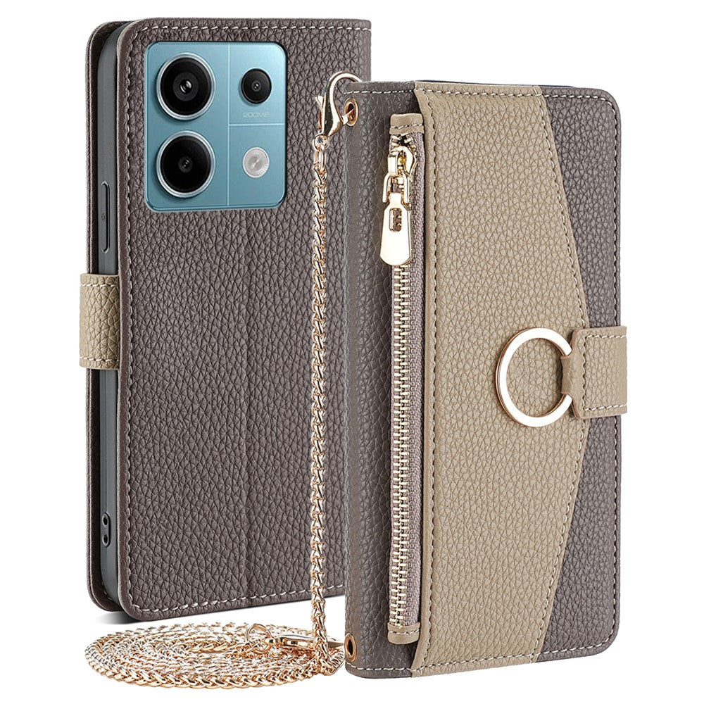 Crossbody Case for Xiaomi Redmi Note 13 Pro 5G / Poco X6 5G Zipper Pocket Phone Cover with Makeup Mirror