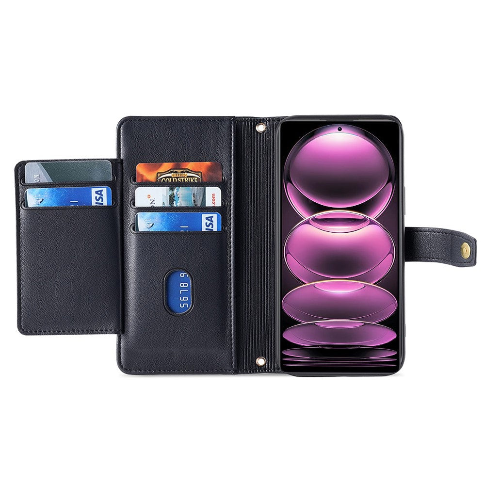 For Xiaomi Redmi Note 13 4G Cover Drop-proof Protection Leather Phone Case with 2 Straps