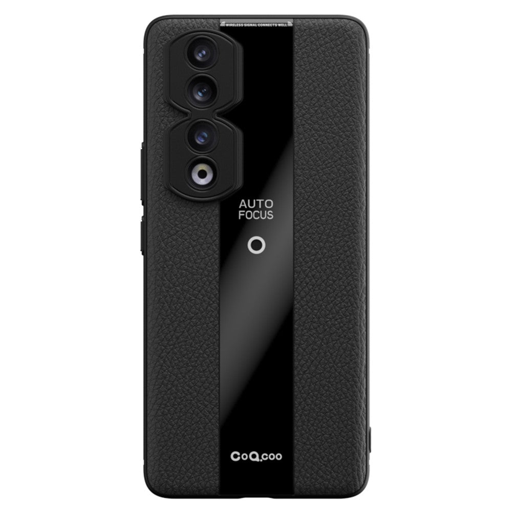 Q.COO For Honor 90 Cover PU Leather+TPU+Acrylic Non-slip Smart Phone Case