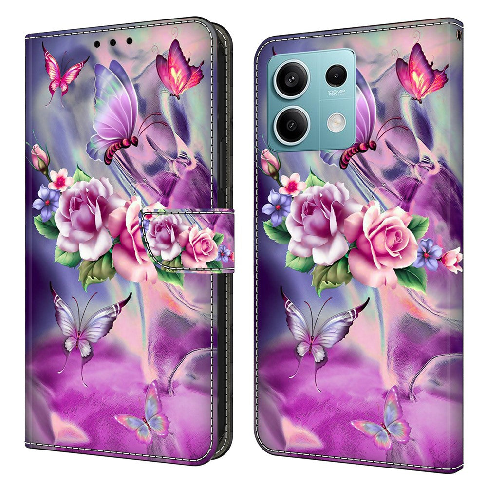 For Xiaomi Redmi Note 13 5G Anti-Drop Case 3D Pattern Printing Wallet Phone Cover