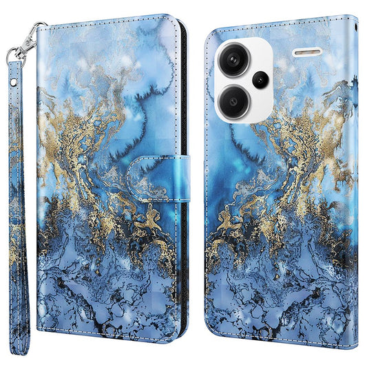 Xiaomi Redmi Note 13 Pro+ 5G Handyhülle – aus Leder mit 3D-Musterdruck und Handschlaufe