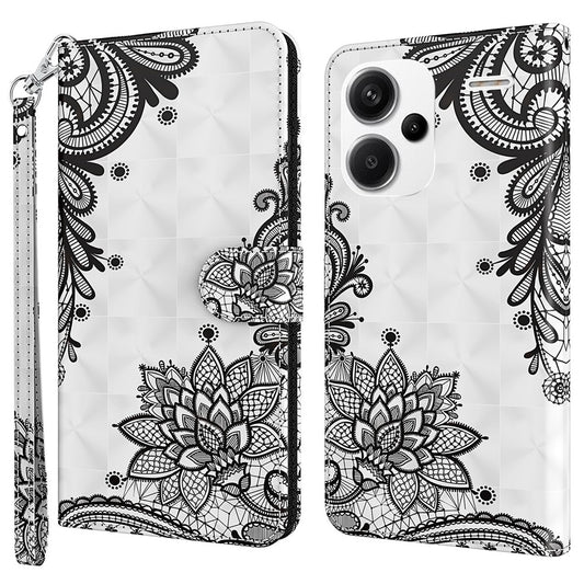 Xiaomi Redmi Note 13 Pro+ 5G Handyhülle – aus Leder mit 3D-Musterdruck und Handschlaufe
