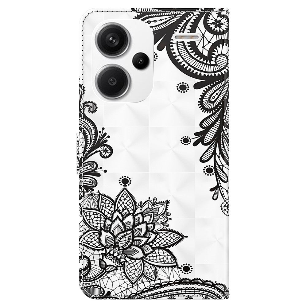 For Xiaomi Redmi Note 13 Pro+ 5G Case 3D Pattern Printing Leather Phone Cover with Hand Strap