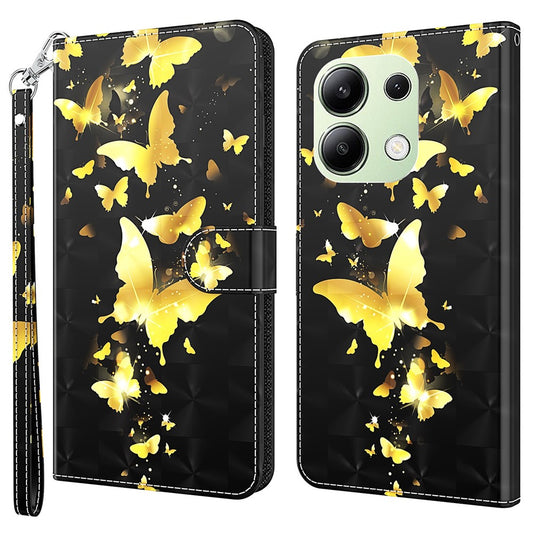 Xiaomi Redmi Note 13 4G Handyhülle – mit 3D-Musterdruck, Leder-Klapphülle mit Handschlaufe