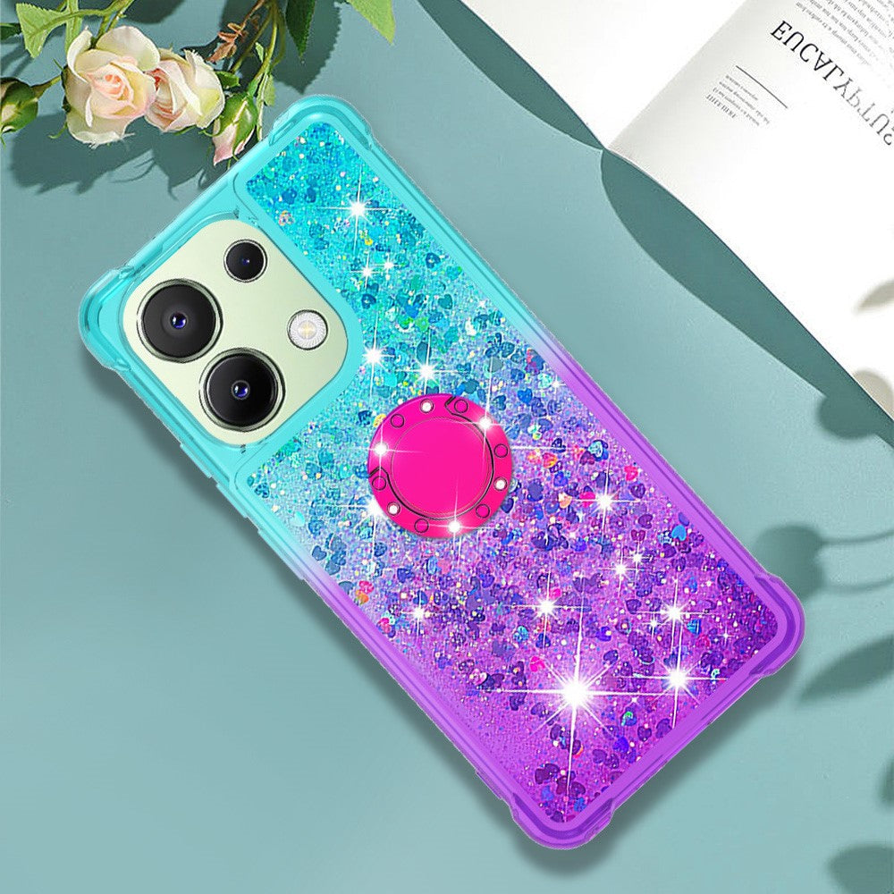 For Xiaomi Redmi Note 13 4G TPU Case with Kickstand Gradiant Quicksand Shockproof Cover