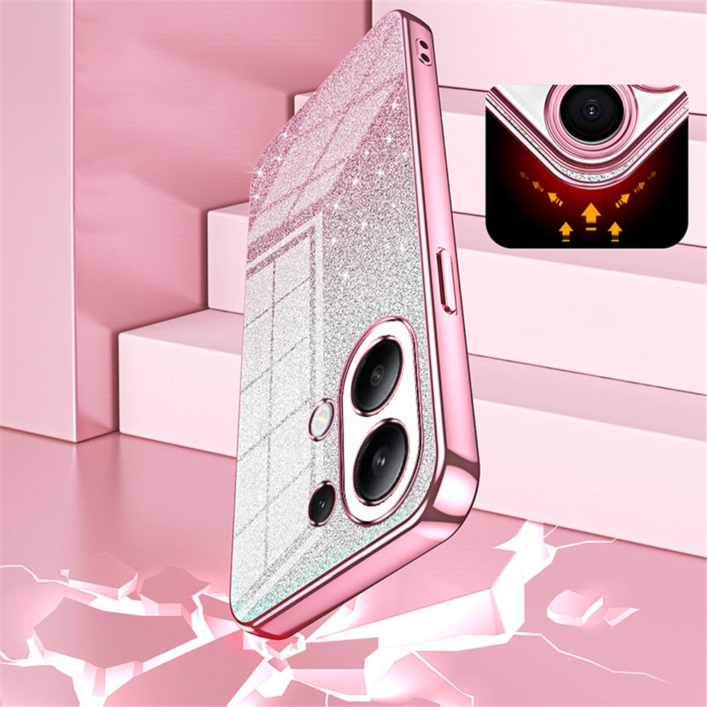 For Xiaomi Redmi Note 13 4G Cell Phone Cases Electroplated Drop Resistant Gradient Glitter TPU Shell