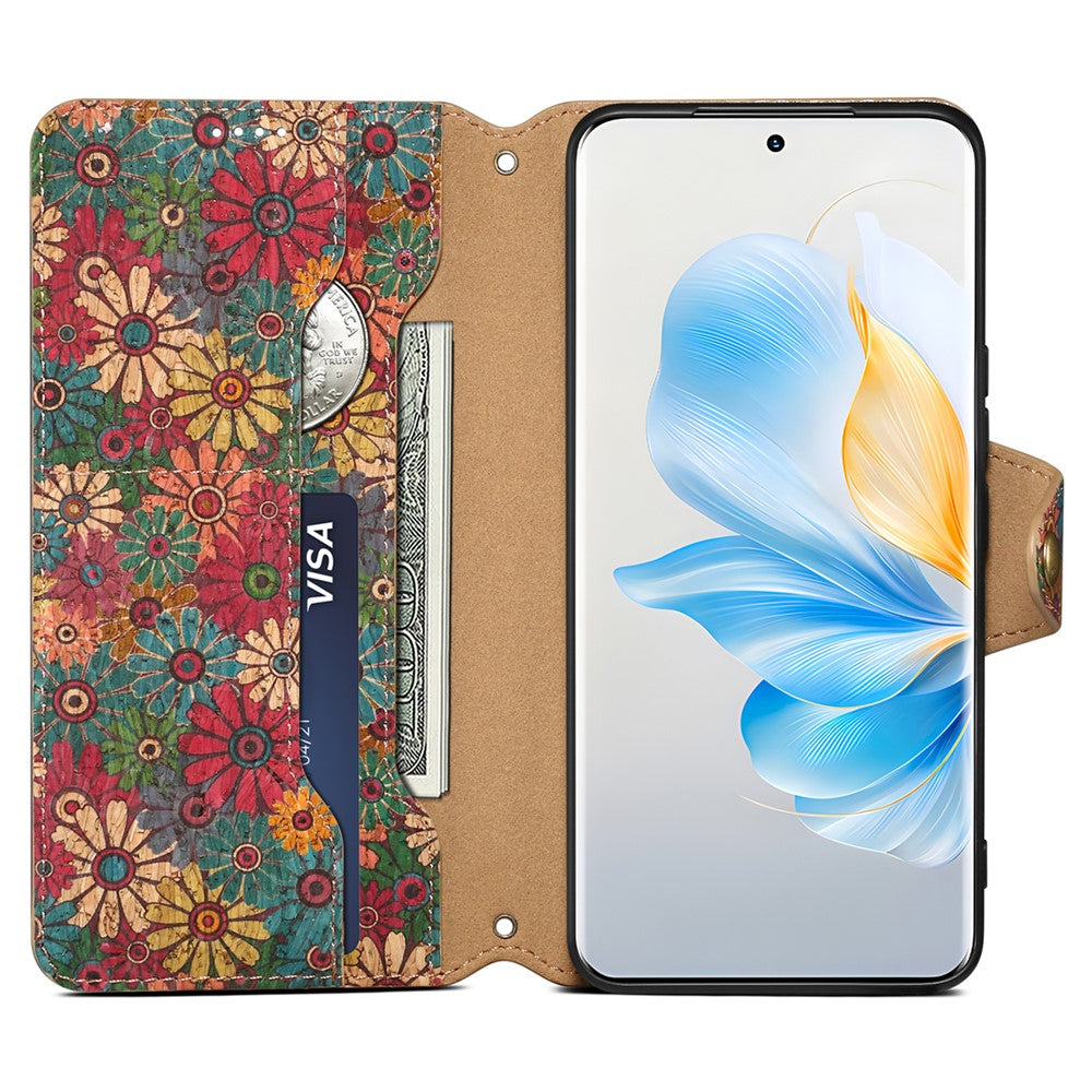For Honor 100 5G Case Wallet Printing Flower Pattern Leather Phone Cover