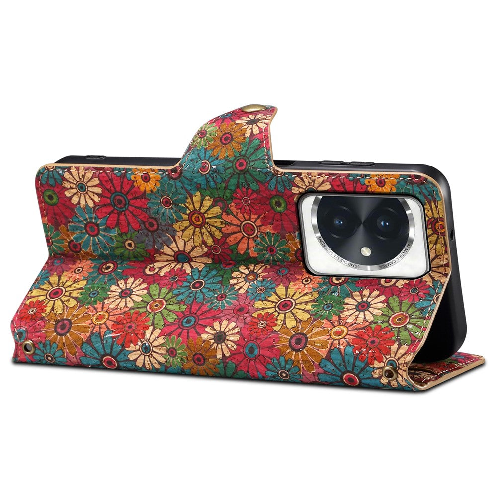 For Honor 100 5G Case Wallet Printing Flower Pattern Leather Phone Cover