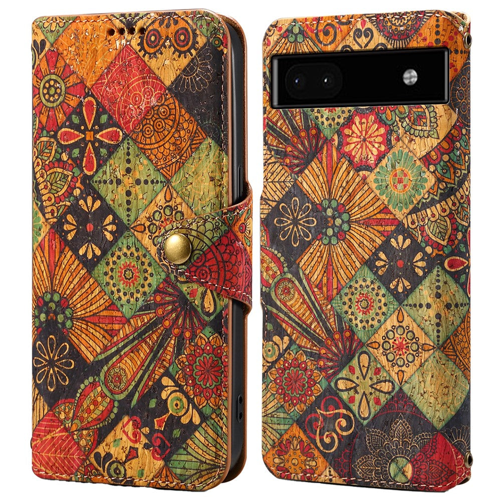Pixel 6a Lederhülle – Mit Blumenmuster, Brieftasche & Ständer
