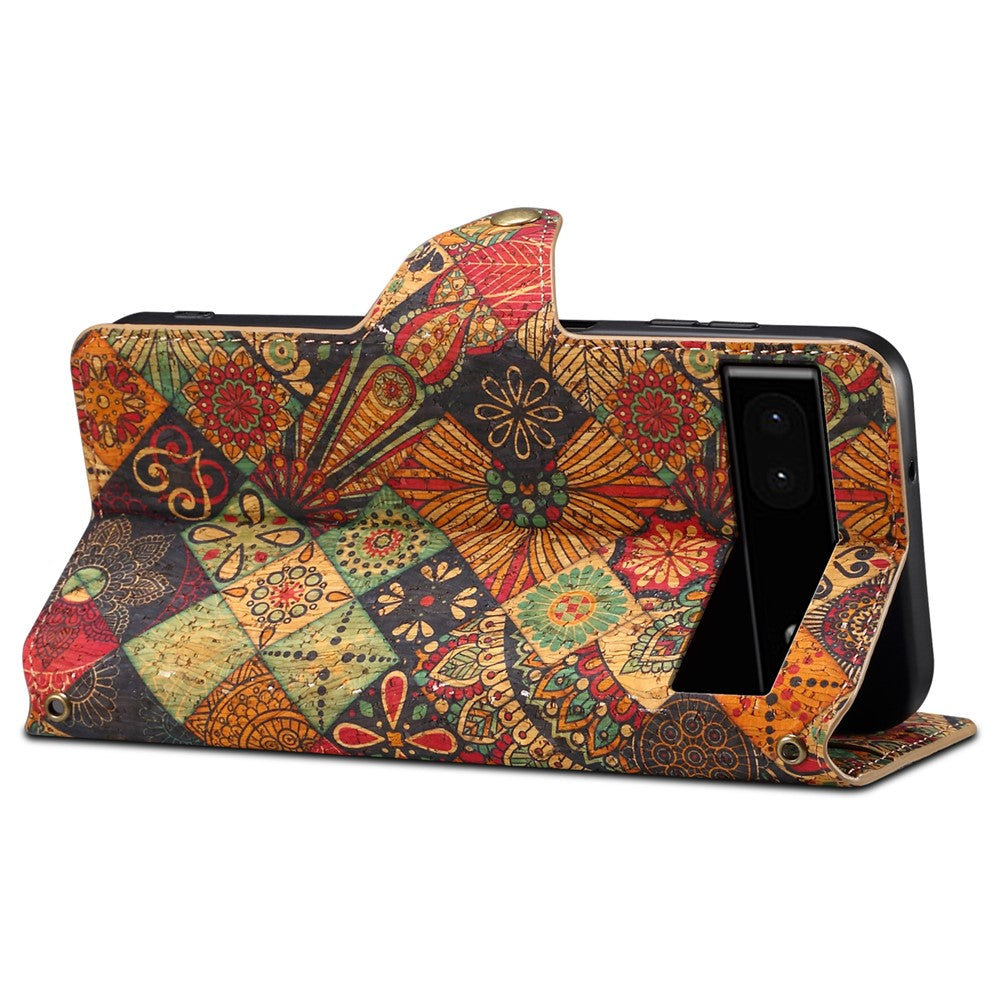 Pixel 6a Lederhülle – Mit Blumenmuster, Brieftasche & Ständer