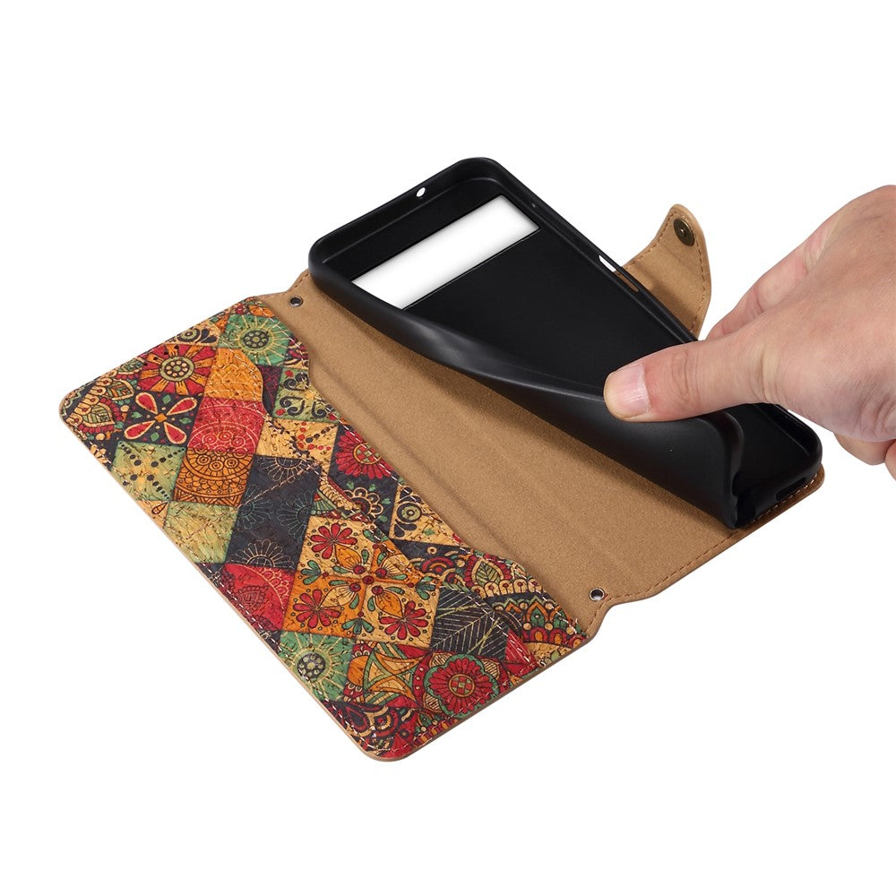 Pixel 6a Lederhülle – Mit Blumenmuster, Brieftasche & Ständer